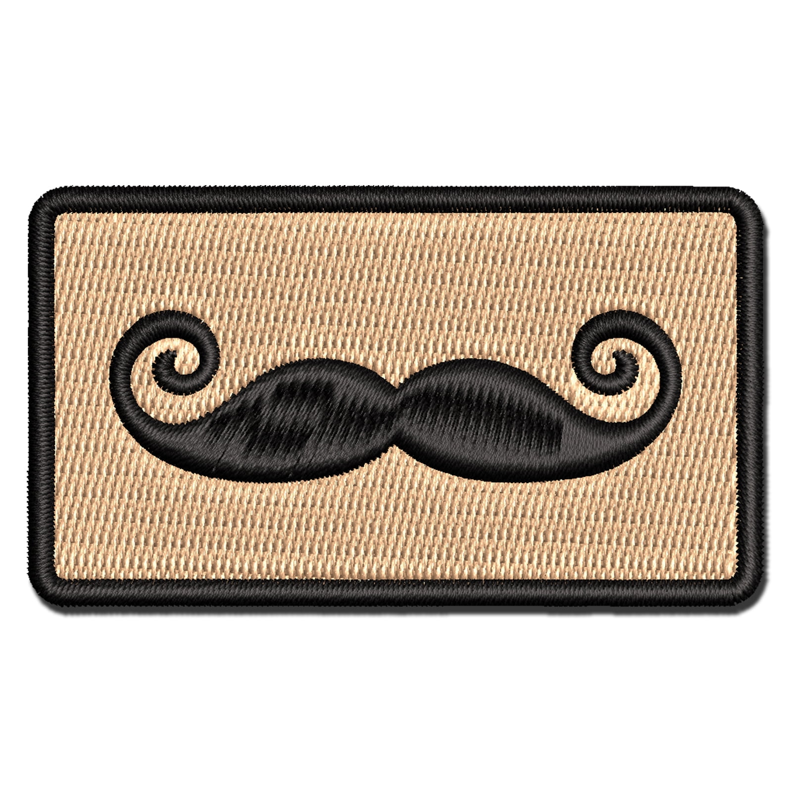 Imperial Mustache Moustache Silhouette Applique Multi-Color Embroidered Iron-On Patch - 3.5 Inch Large