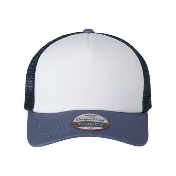 Imperial North Country Trucker Cap, White/ Indigo/ Dark Navy - Adjustable