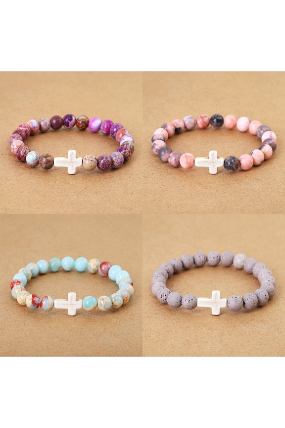Imperial Pine Mixed Color Cross Beaded Bracelet