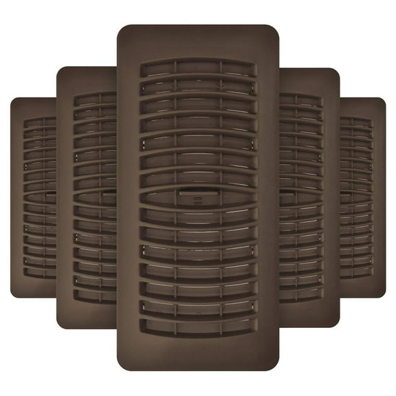 Imperial Louvered Plastic Floor Register Classic - Easy to Clean - 5 Count, 4 x 10 Inch, Brown