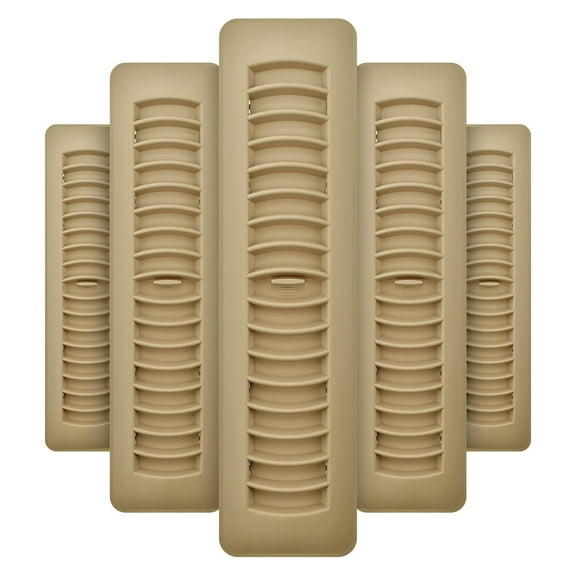 Imperial Louvered Plastic Floor Register - Easy to Clean - 5 Pack, 2.25 x 12-Inch, Taupe