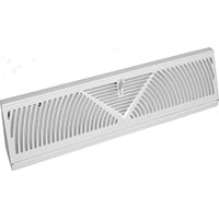 24" White Steel Baseboard Register with Snap-In Installation