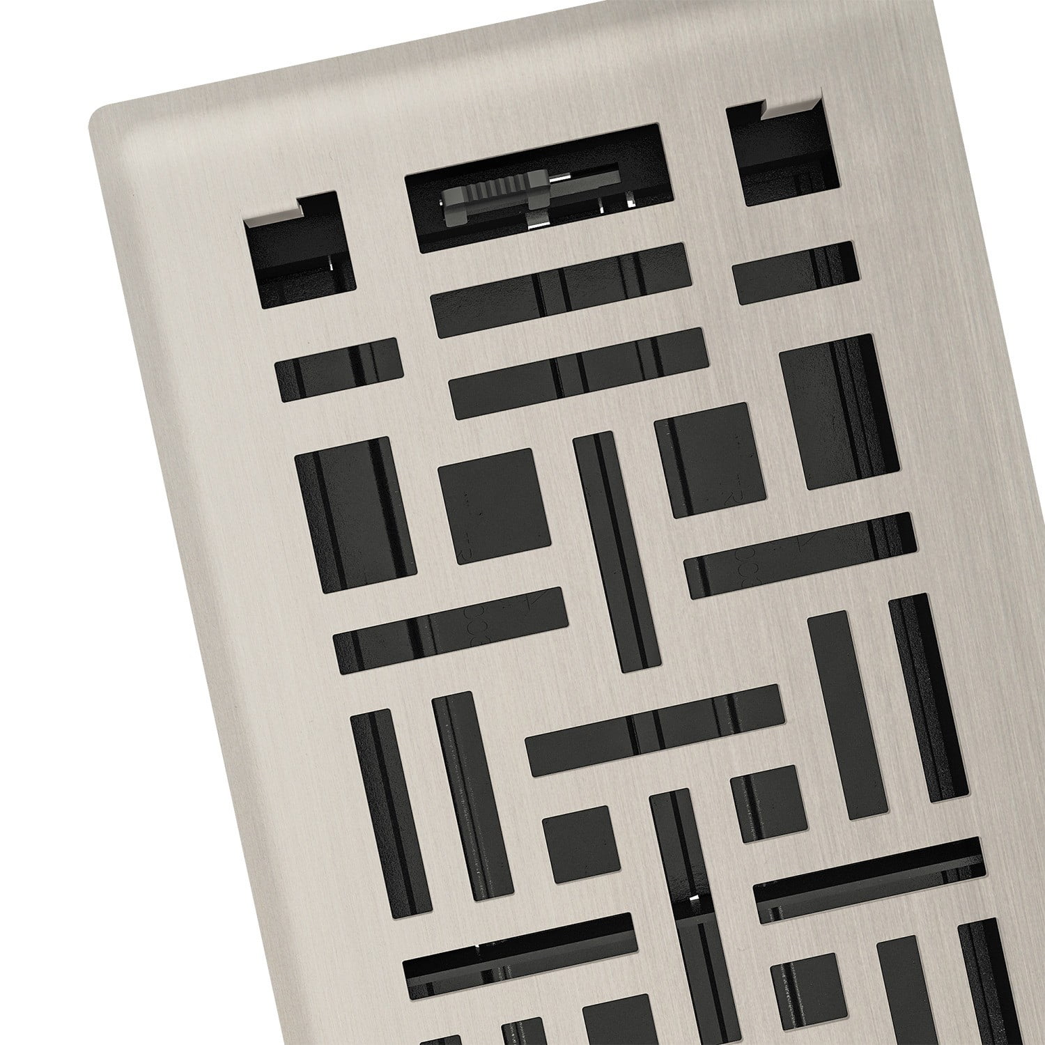 Imperial RG3253-B Brushed Nickel Arts & Crafts Design Louvered Floor Register - 4inch x 10inch Duct Opening