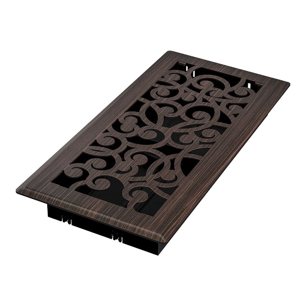 Imperial RG3365 Oil Rubbed Bronze Wonderland Design Louvered Floor Register - 4inch x 10inch Duct Opening