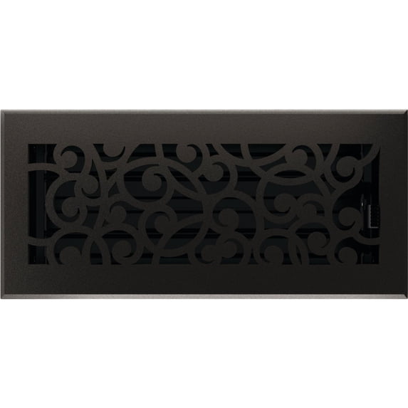 Imperial RG3374 Cast Iron Wonderland Decorative Floor Register, 4 x 10-Inch, Matte Black, 2 Pack