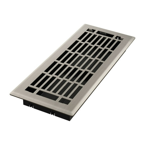Imperial RG3378 Brushed Nickel Geneva Design Louvered Floor Register - 4inch x 10inch Duct Opening