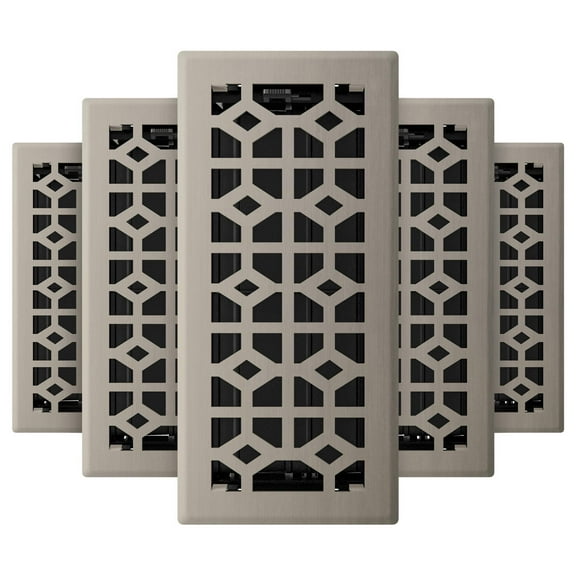 Imperial RG3395 Templar Decorative Floor Register, 4x10 Inch, Brushed Nickel, 5 Count