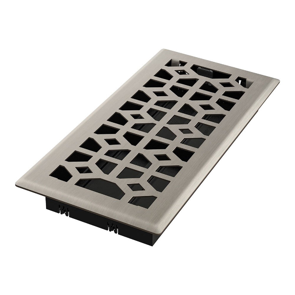 Imperial RG3396 Brushed Nickel Templar Design Louvered Floor Register - 4inch x 12inch Duct Opening