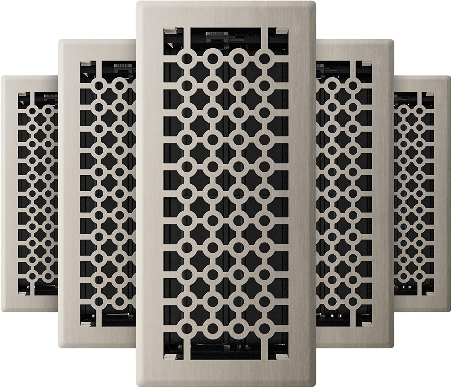 Imperial RG3410 San Francisco Decorative Floor Register, 4 x 10-Inch, Brushed Nickel, 5 Pack