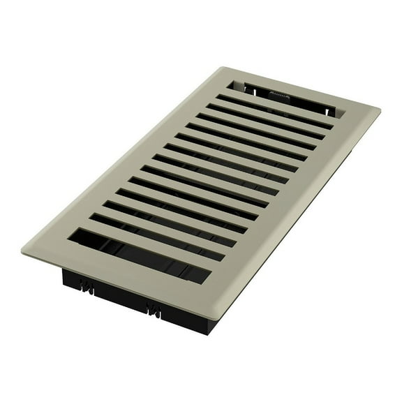 Imperial RG3429 Satin Nickel Montezuma Design Louvered Floor Register - 4inch x 10inch Duct Opening