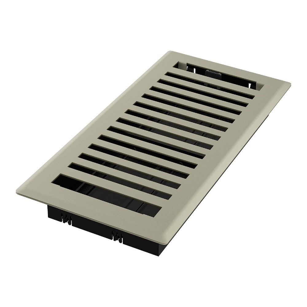 Imperial RG3430 Satin Nickel Montezuma Design Louvered Floor Register - 4inch x 12inch Duct Opening