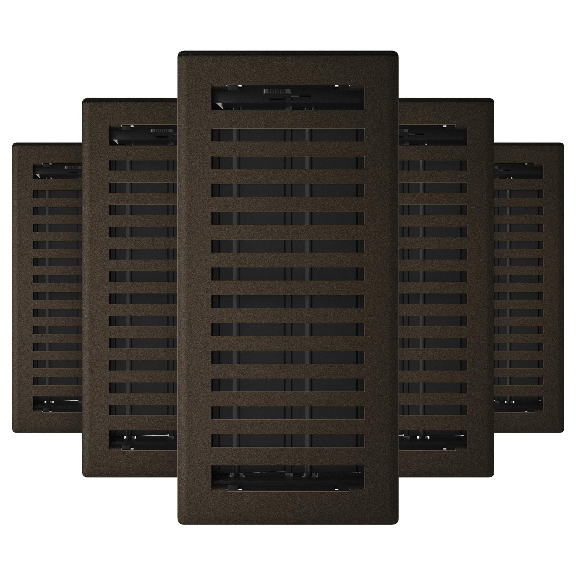 Montezuma Bronze Steel 4x10 Decorative Floor Register, 5-Pack
