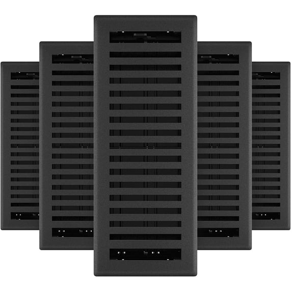 Imperial RG3440 Montezuma Decorative Floor Register, 4 x 12-Inch, Black Iron, 5 Count
