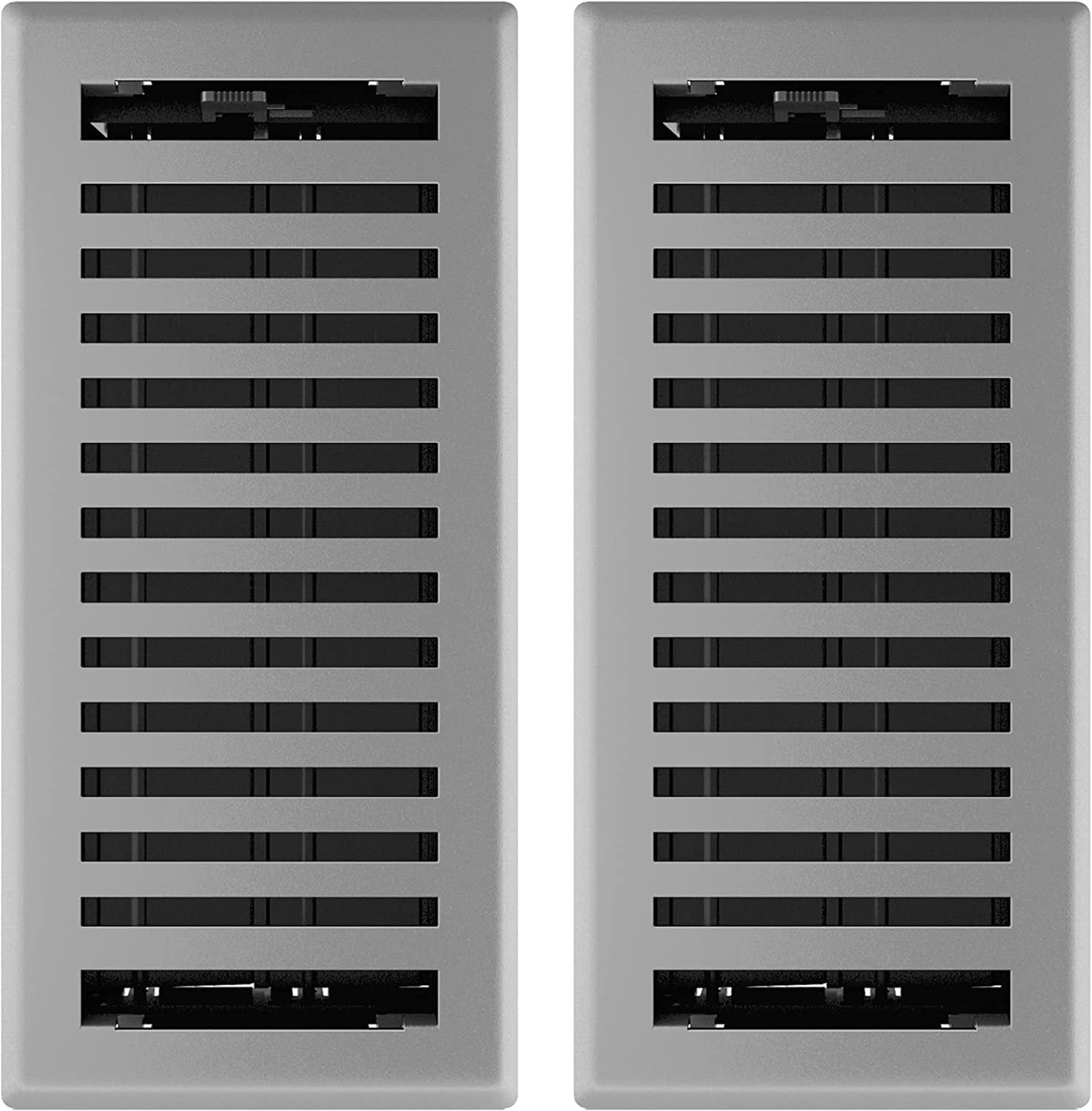 2-pack Imperial Montezuma Floor Register Classic Style - Adjustable Steel - 2 Pack, 4 x 10 Inch, Gray — Residential Use, Standard Application