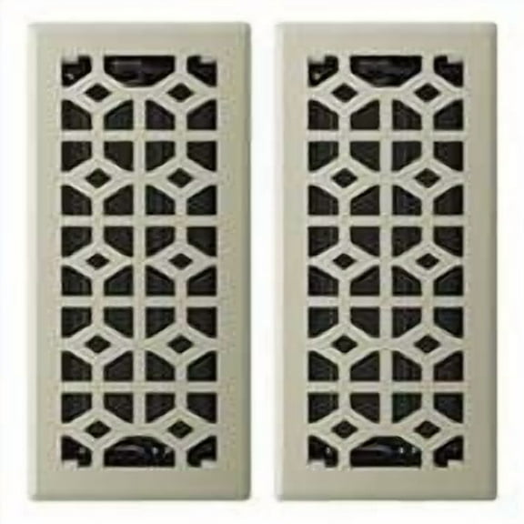 Imperial Templar Floor Register Satin Nickel - Adjustable Decorative Vent - 2 Pack, 4 x 10-Inch