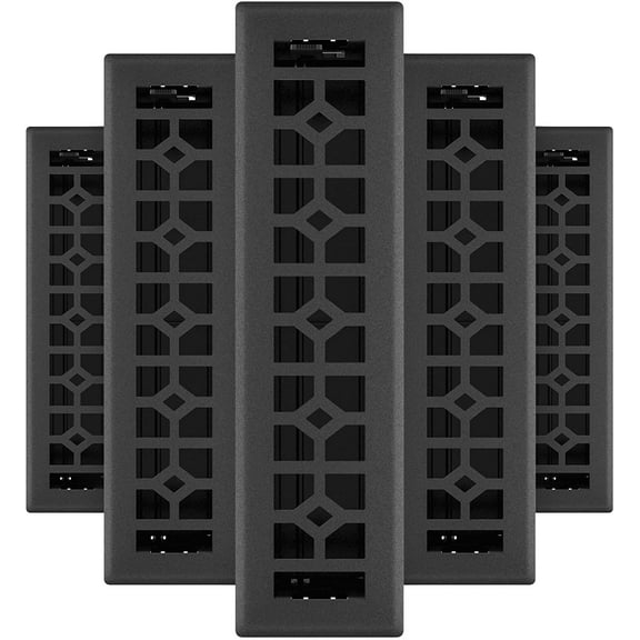 Imperial Templar Decorative Floor Register - Black Iron - 5 Pack