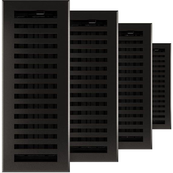 Imperial RG3478 Cast Iron Montezuma Decorative Floor Register, 4 x 12-Inch, Matte Black, 4 Pack