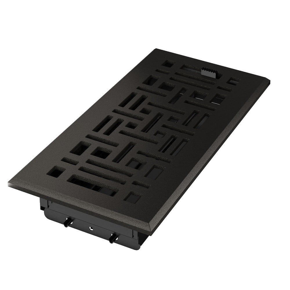 Imperial RG3480 Cast Iron Arts & Crafts Design Louvered Floor Register - 4inch x 10inch Duct Opening