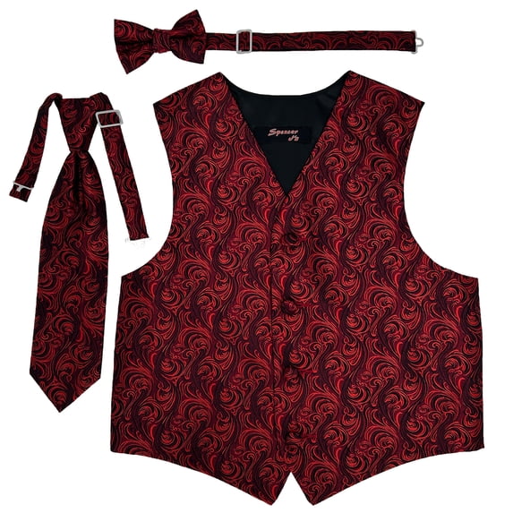 Imperial Red / Black Boys Satin Vest Spencer J - Boys 11-12
