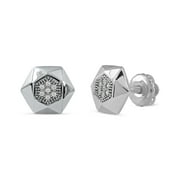 Imperial S925 Sterling Silver 1/20 Ct Diamond Cluster Stud Earrings for Men