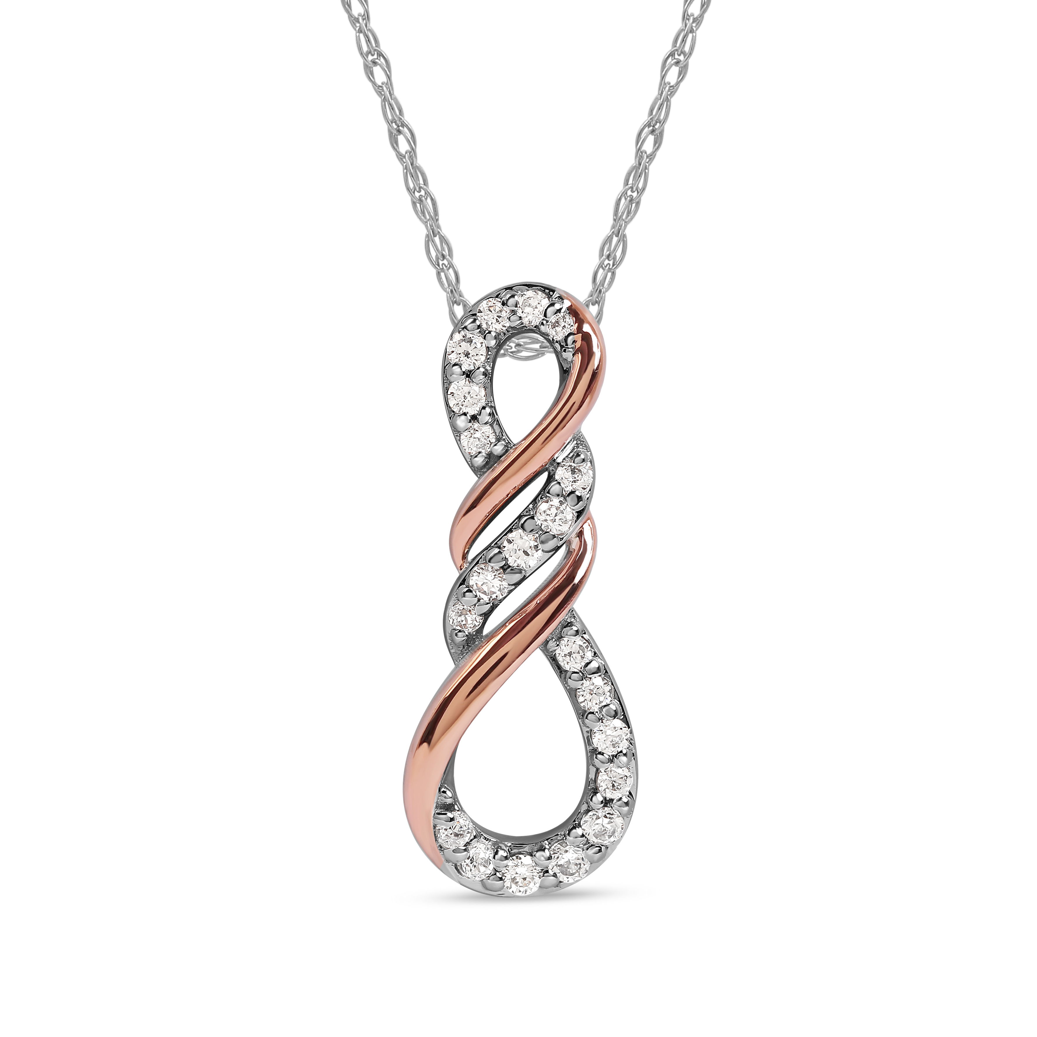 Imperial S925 Sterling Silver 1/6 Ct Diamond TwoTone Infinity Necklace for Women