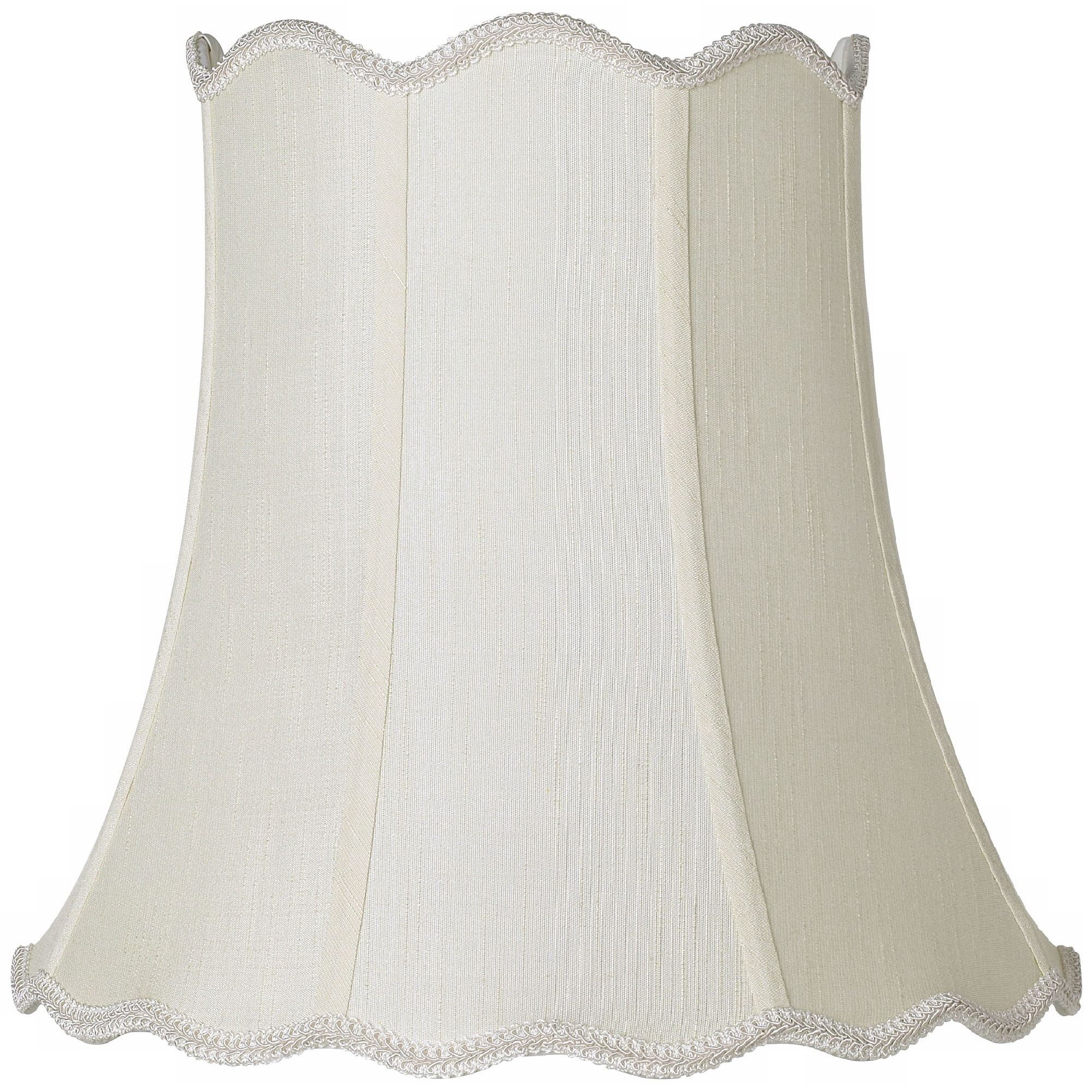 Medium Scallop Bell Lamp Shade in Creme Polyester with Bronze Finish