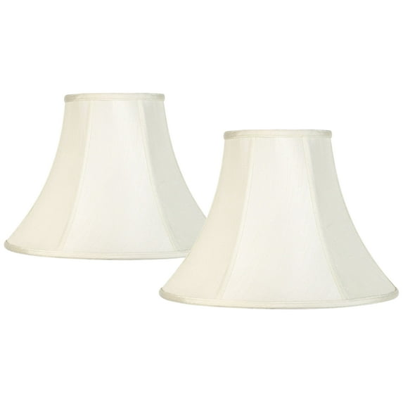 Imperial Shade Set of 2 Bell Lamp Shades Cream Medium 7" Top x 16" Bottom x 12" High Spider Replacement Harp and Finial Fitting