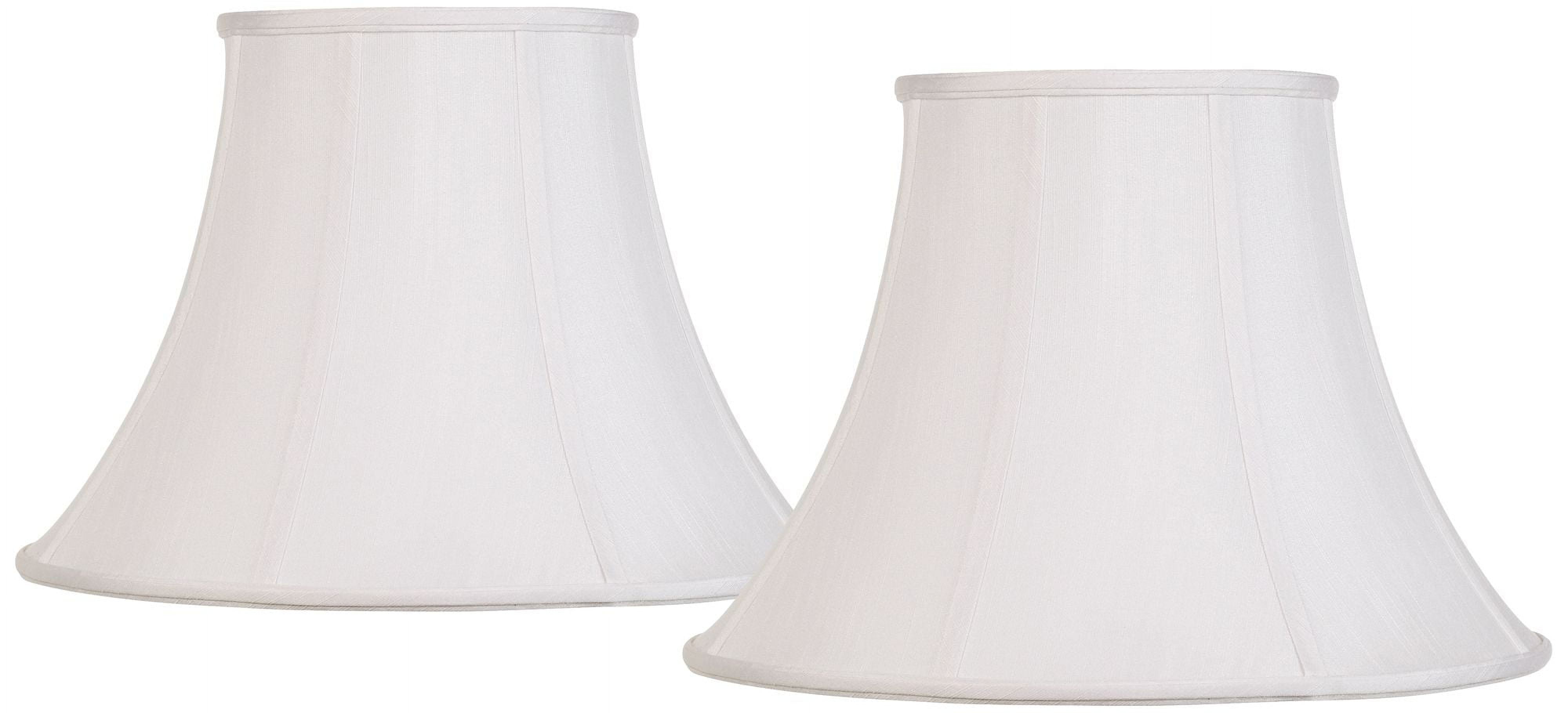 Imperial Shade Set of 2 Bell Lamp Shades White Large 9" Top x 18" Bottom x 13" Slant x 12.5" High Spider with Replacement Harp and Finial Fitting