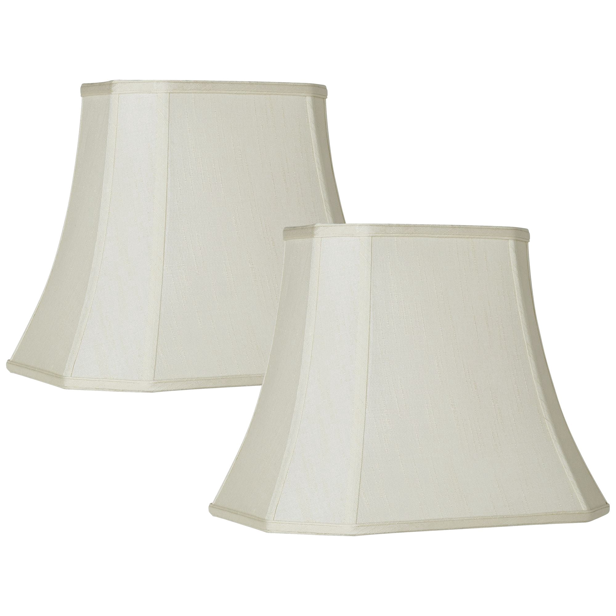 Imperial Shade Set of 2 Creme Medium Cut Corner Rectangular Lamp Shades 10" Top x 16" Bottom x 13" High (Spider) Replacement with Harp and Finial