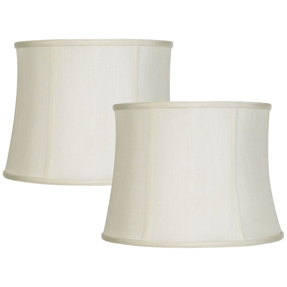 Imperial Shade Set of 2 Creme White Medium Drum Lamp Shades 14" Top x 16" Bottom x 12" High (Spider) Replacement with Harp and Finial