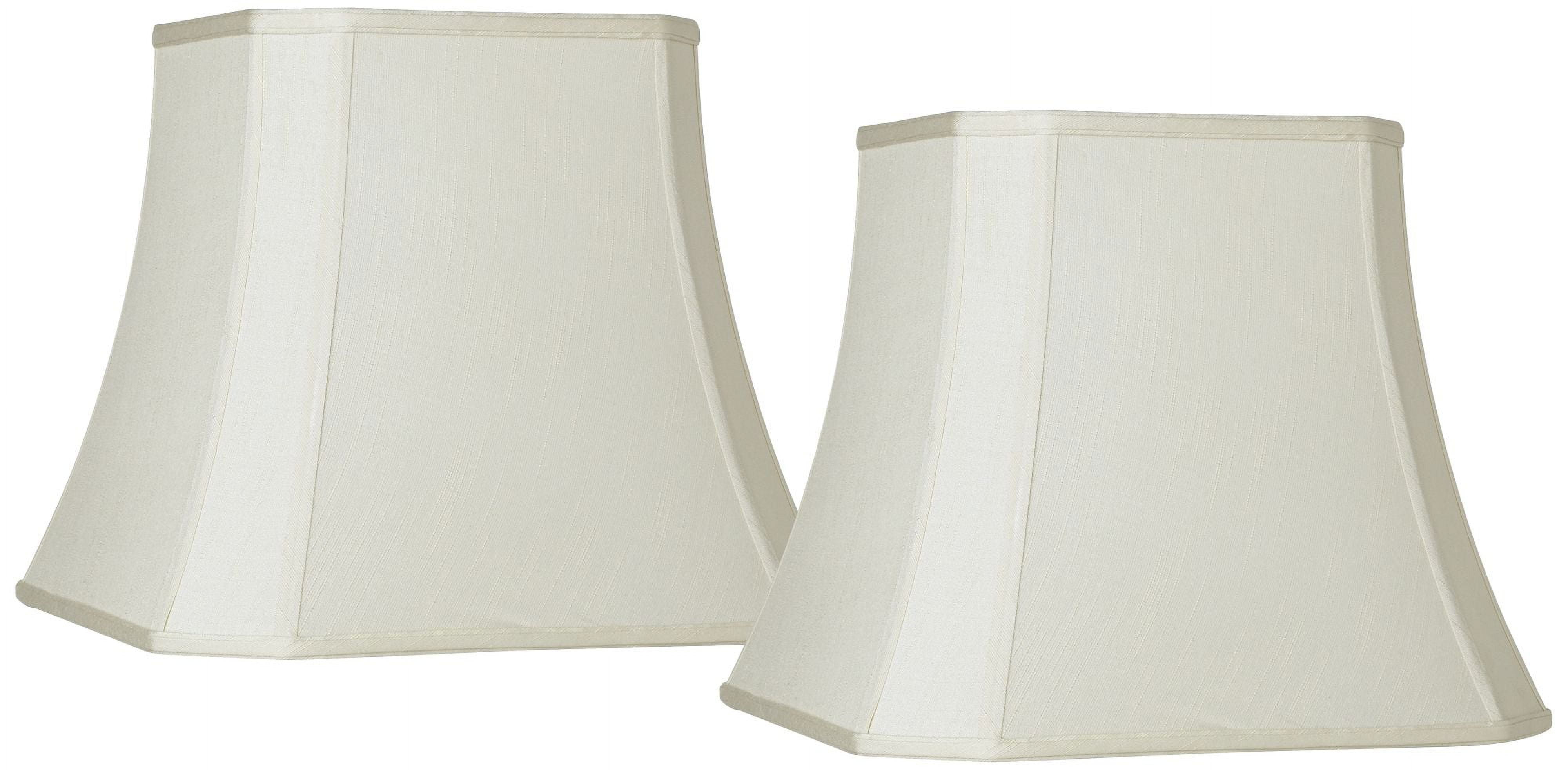 Imperial Shade Set of 2 Square Lamp Shades Cream Medium 10.5" Top x 16" Bottom x 13.5" High Spider Replacement Harp Finial Fitting