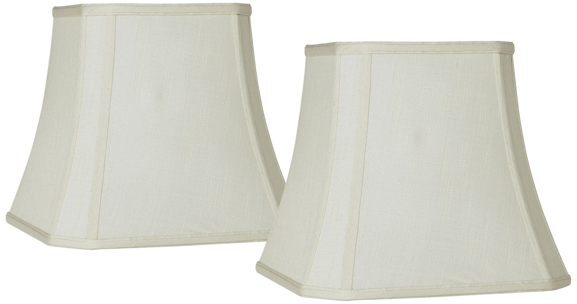 Springcrest Set of 2 Square Lamp Shades Creme Medium 8" Top x 16" Bottom x 11" Slant Spider with Replacement Harp and Finial