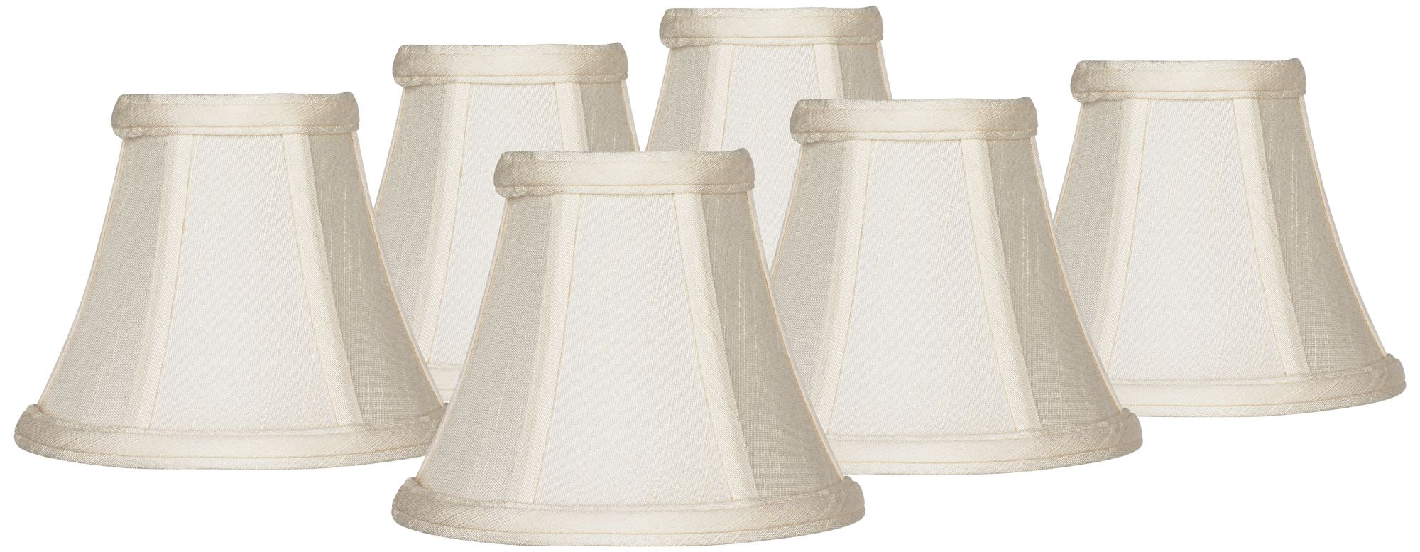 Imperial Shade Set of 6 Hardback Bell Lamp Shades Evaline Cream Small 3" Top x 6" Bottom x 5" High Candelabra Clip-On Fitting
