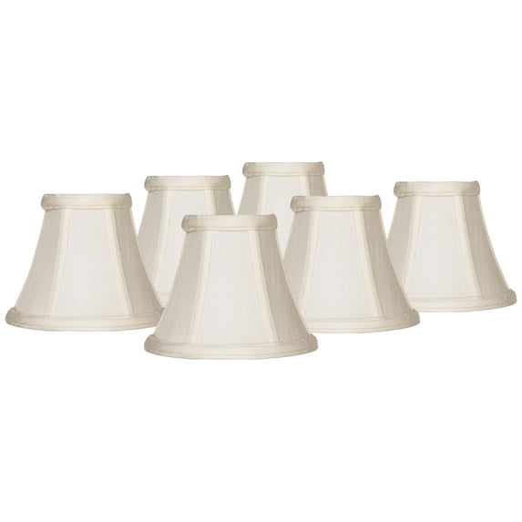 Imperial Shade Set of 6 Hardback Bell Lamp Shades Evaline Cream Small 3" Top x 6" Bottom x 5" High Candelabra Clip-On Fitting