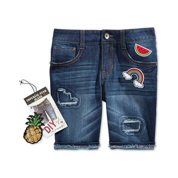 Imperial Star DIY-Patch Denim Bermuda Shorts, Blue, 10 REG