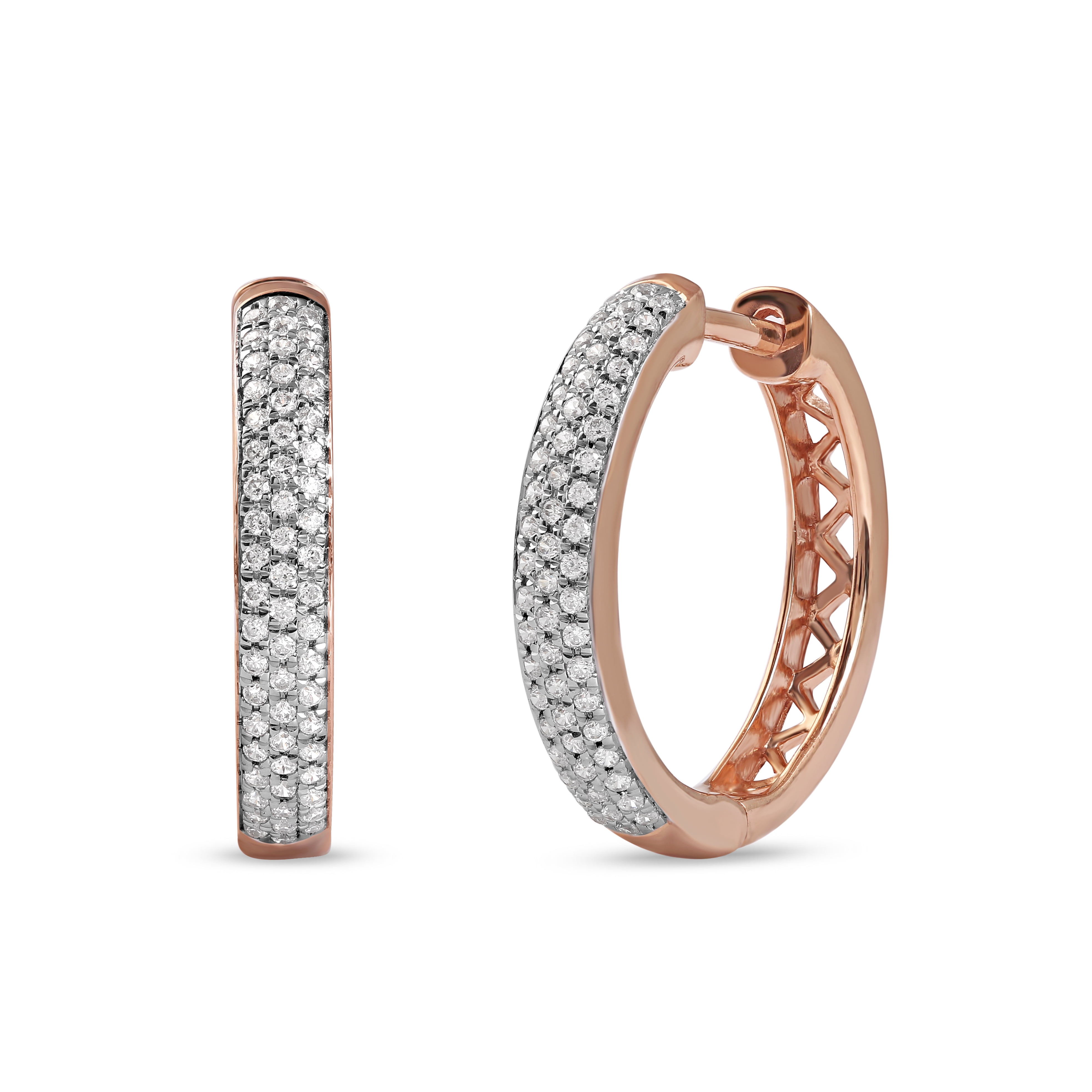 Pink Diamond Hoop Huggie Earrings