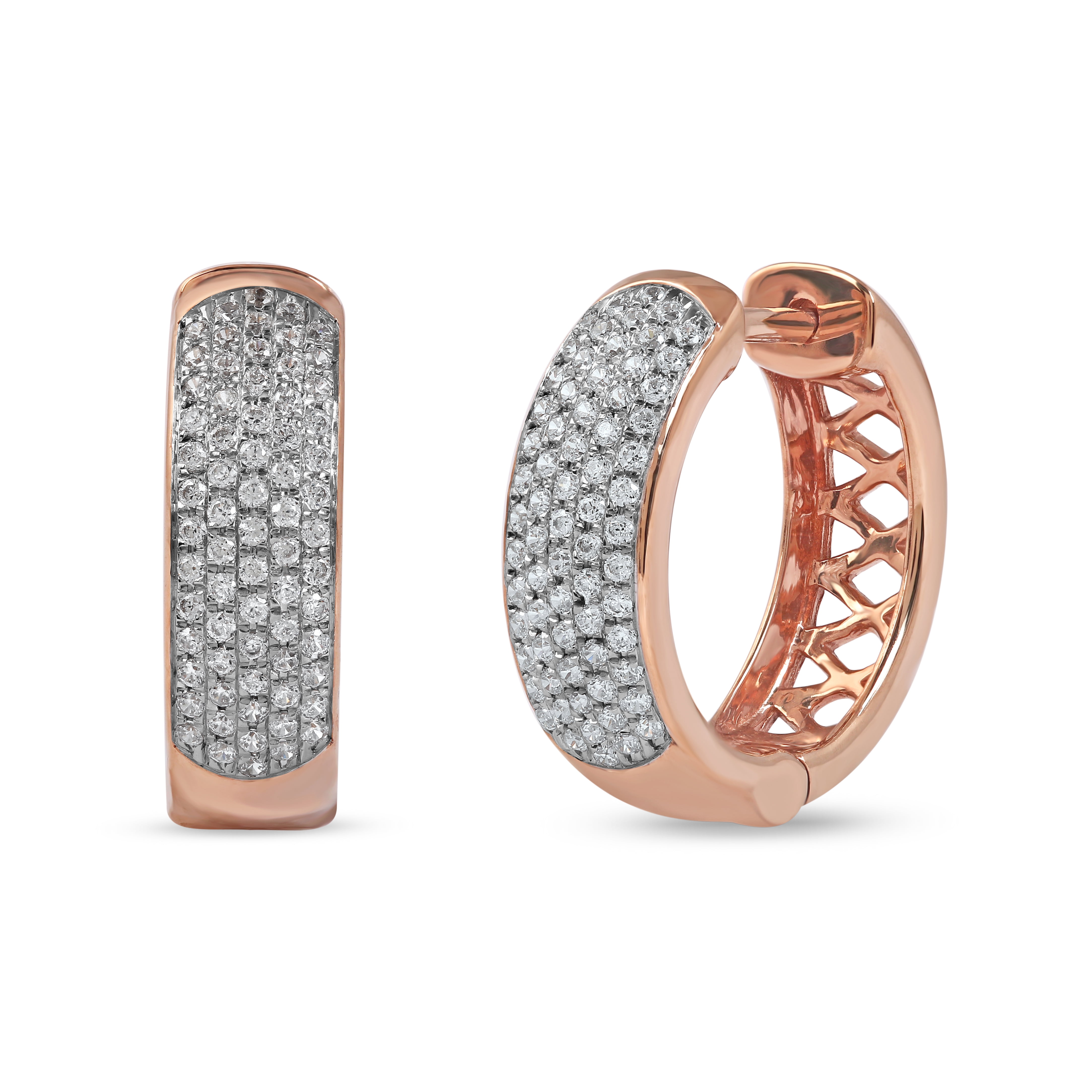 Pink Diamond Hoop Huggie Earrings