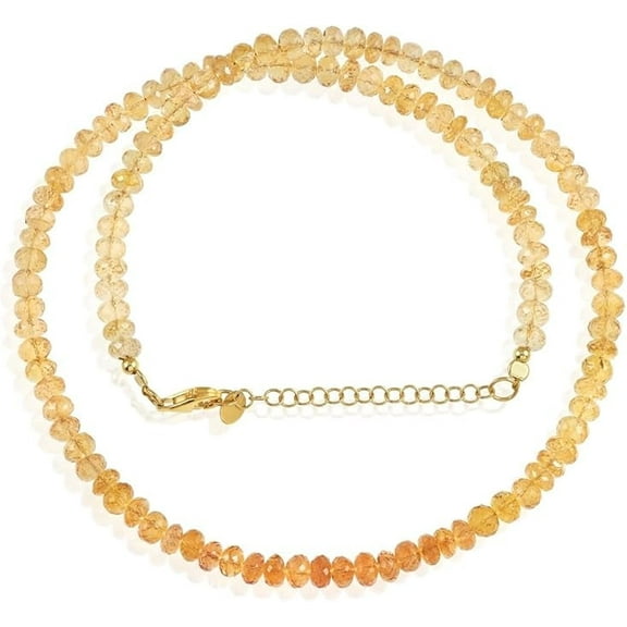 Imperial Topaz Gemstone Beaded Natural Gemstone Necklace for Women 925 Sterling Silver Handmade Jewelry for Women - 50 CM