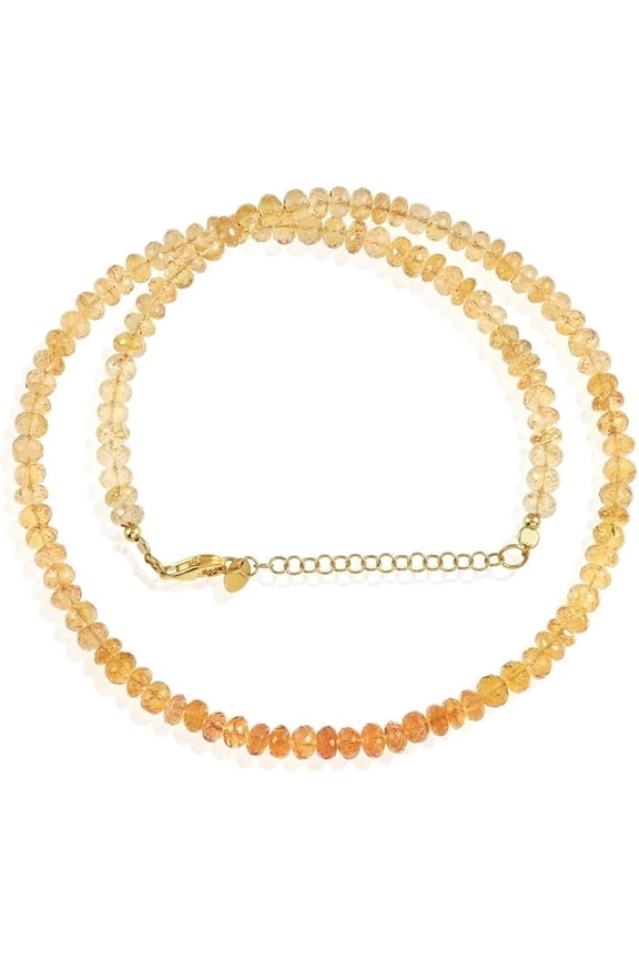 Imperial Topaz Gemstone Beaded Natural Gemstone Necklace for Women 925 Sterling Silver Handmade Jewelry for Women - 50 CM