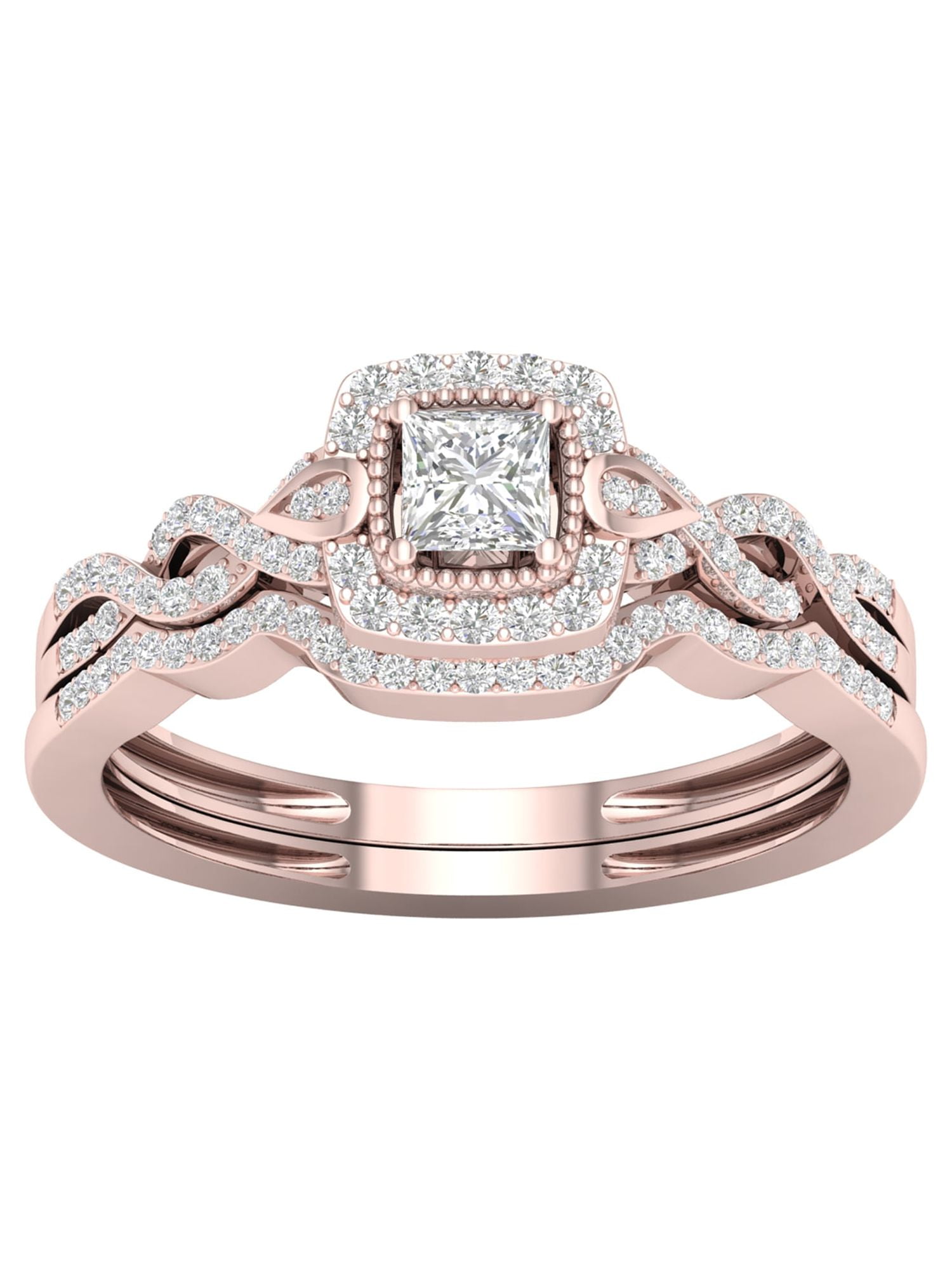 Imperial Women's IGI Certi 1/3 Ct Diamond 10k Rose Gold Twist Shank Bridal Set