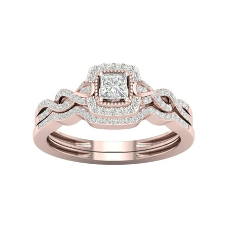 Imperial Women's IGI Certi 1/3 Ct Diamond 10k Rose Gold Twist Shank Bridal Set