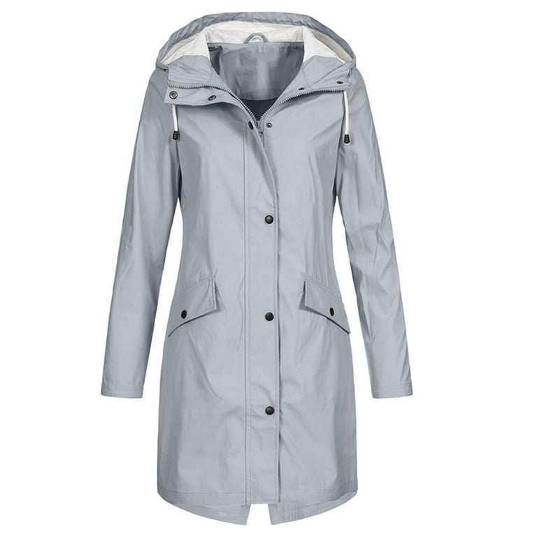 Impermeables Para La Lluvia Mujer,Long Waterproof Jackets for Women Plus  Size, Women's Zip Lining Hooded Jackets with Pockets Solid Color Windproof  Coat,Women's Jackets 