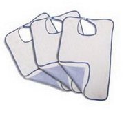 Impervious Extra Long Terry Cloth Adult Bib ''1 Count, White, 21 x 33 , Hook and Loop Closure''