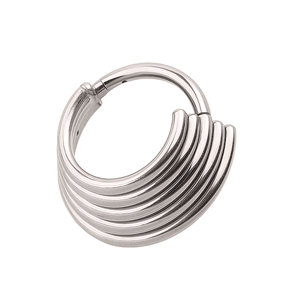 ChicBianca Unisex Adult Stacked Septum, Segment, Layered Helix Rings in Implant Grade Titanium