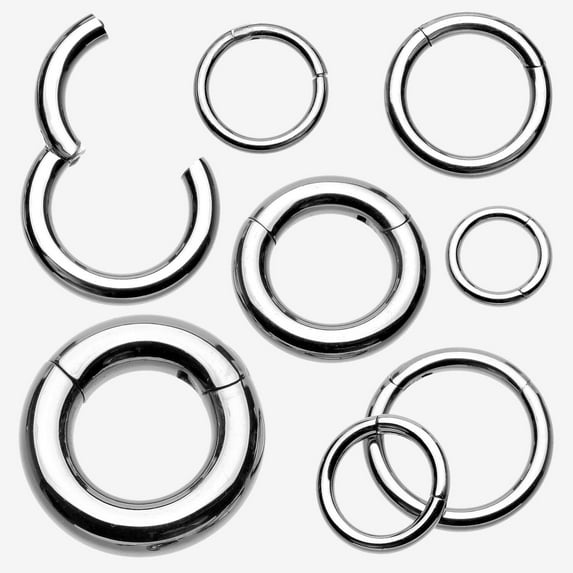 Implant Grade Titanium Basic Seamless Hinged Clicker Hoop Ring