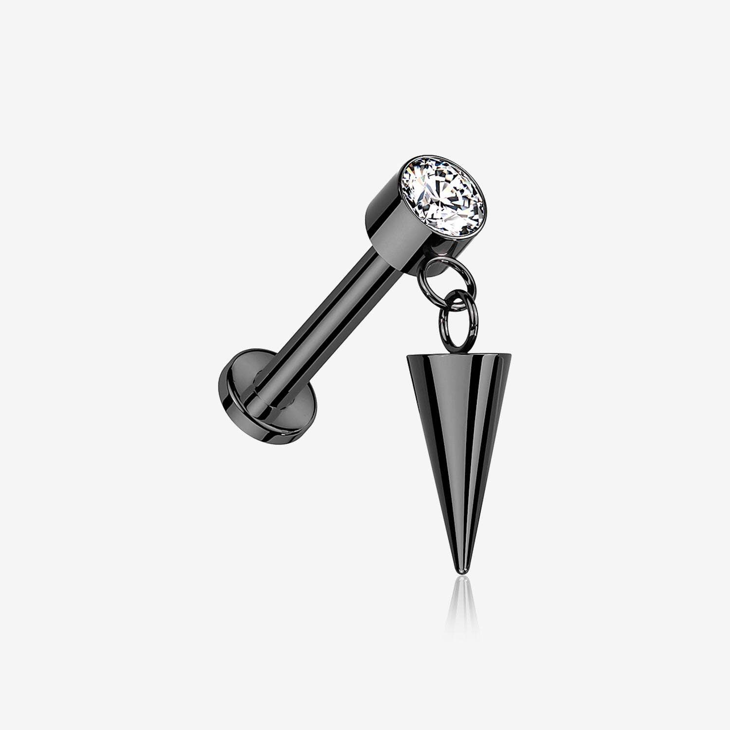 Implant Grade Titanium Blackline Bezel Gem Spike Cone Dangle Internally ...