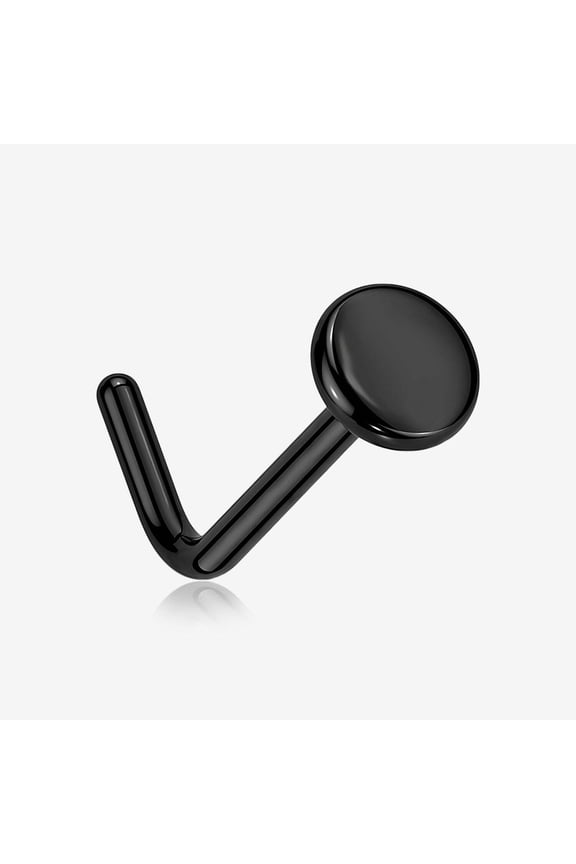 Implant Grade Titanium Blackline Circle Icon L-Shaped Nose Ring