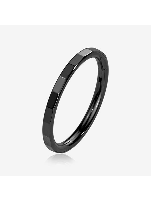 Implant Grade Titanium Blackline Rigid Rectangle Faceted Clicker Hoop Ring