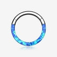 thumbnail image 1 of Implant Grade Titanium Brilliant Fire Opal Lined Front Facing Seamless Clicker Hoop Ring-Blue Opal, 1 of 5
