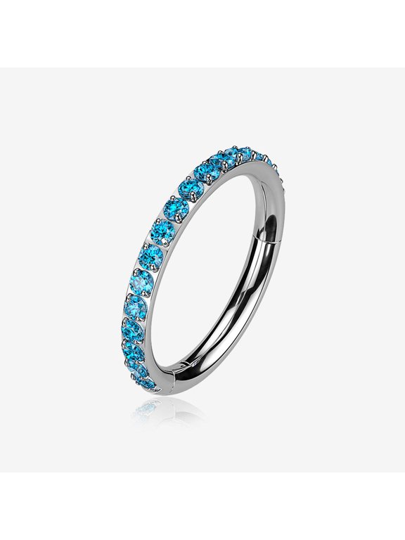 Implant Grade Titanium Brilliant Sparkle Gems Lined Clicker Hoop Ring